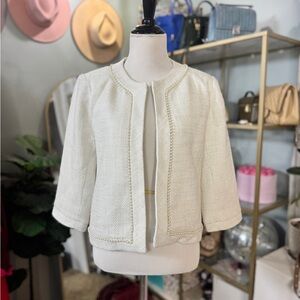 Elegant White Pearl Trimmed Lady Jacket